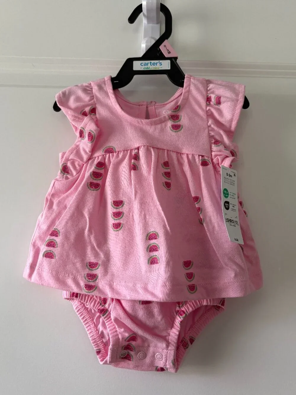 Carter's Baby Girl Watermelon Dress & Diaper Cover Size 0-3 months